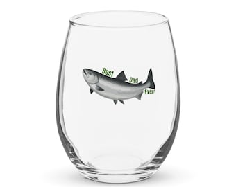 Copa de vino sin tallo para papá pescador, el mejor papá del mundo, regalo para amantes de la pesca, copa de pescador, regalo para amantes de la naturaleza, copa de bar para papá