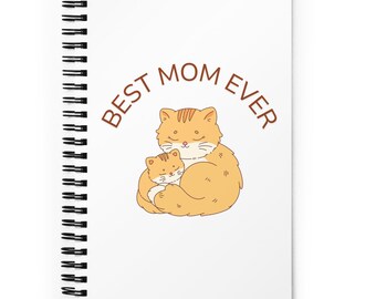 Best Mom spiral notebook, cat lover gift for mom, mothers day cat owner gift, birthday gift for her, cute journal for mom, cat diary