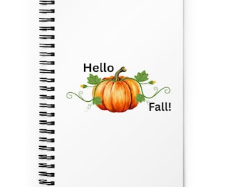 Fall spiral notebook, autumn notebook, hello fall pumpkin journal, teacher appreciation gift, pumpkin diary, Thanksgiving planning book