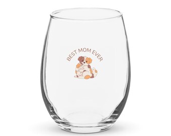 Best Mom ever stemless wine glass, dog lover gift for mom, mothers day dog owner gift, birthday gift for her, cute glass for mom
