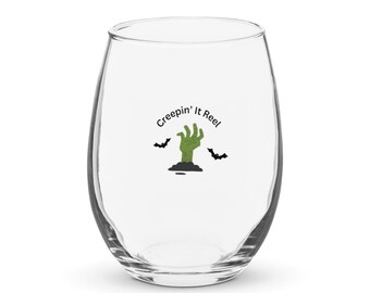 Bicchiere da vino senza stelo di Halloween, bicchiere da vino di Halloween inquietante, bicchiere da vino da pipistrello in regalo, bicchiere da tavolo per feste di Halloween, bicchiere da tavola autunnale di Halloween