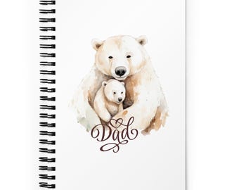 Dad bear spiral notebook, bear notebook, fathers day gift for dad, birthday gift for dad, gift for him, cozy bear planner, dad office gift