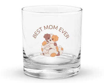 Best Mom rocks glass, dog lover gift for mom, mothers day dog owner gift, birthday gift for her, cute glass for mom, mom party glass