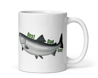 Taza blanca brillante para papá pescador, la mejor taza para papá, regalo para amantes de la pesca, taza de café para pescador, regalo para amantes de la naturaleza, regalo de taza de café para papá