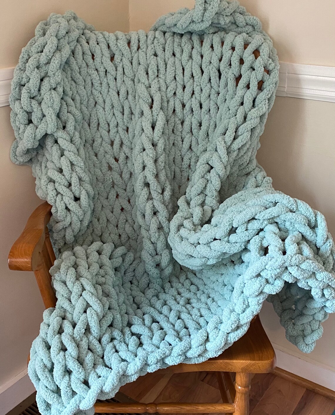 Chunky Knit Chenille Throw Blanket Etsy