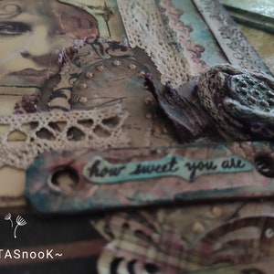 Wenskaart, Warme wensen, 3D, Scrapbooking, Handgemaakt, Recykling, Upcykling, Mixed media, Cadeaubon, Bedankkaart, Collage