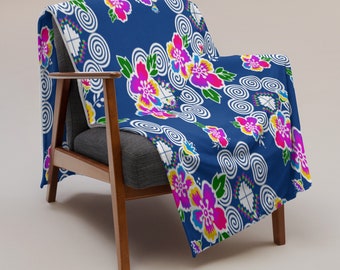 Hmong inspired blue Throw Blanket