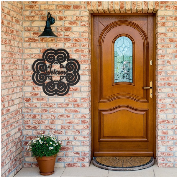 Elephant footprint with Welcome metal decor signs