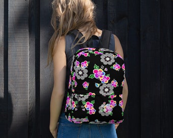 Hmong inspired flowers and elephant foot print Backpack