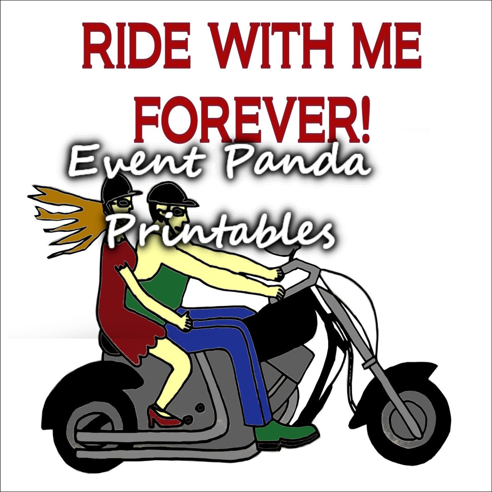 Valentines Card Ride with me forever Couple on Motorcycle For Etsy