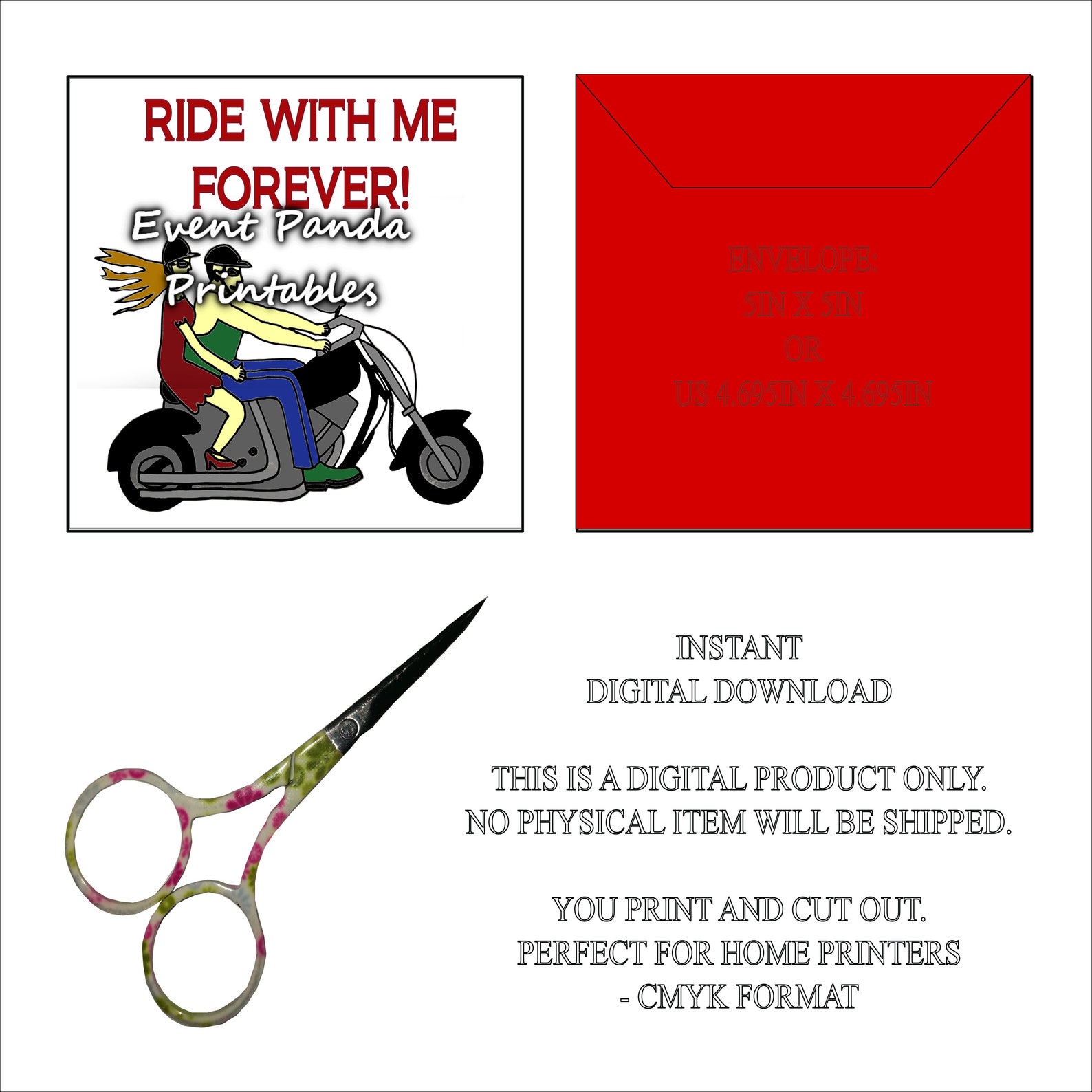 Valentines Card Ride with me forever Couple on Motorcycle For Etsy