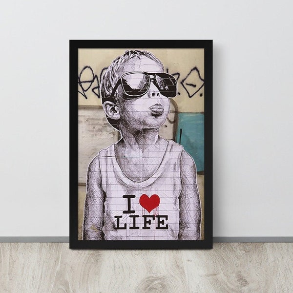 Banksy Digital Download I Love Life, Banksy Digital Print, Banksy Kid I Heart Life Tank Top Shirt, Banksy Wall Art, Instant Download