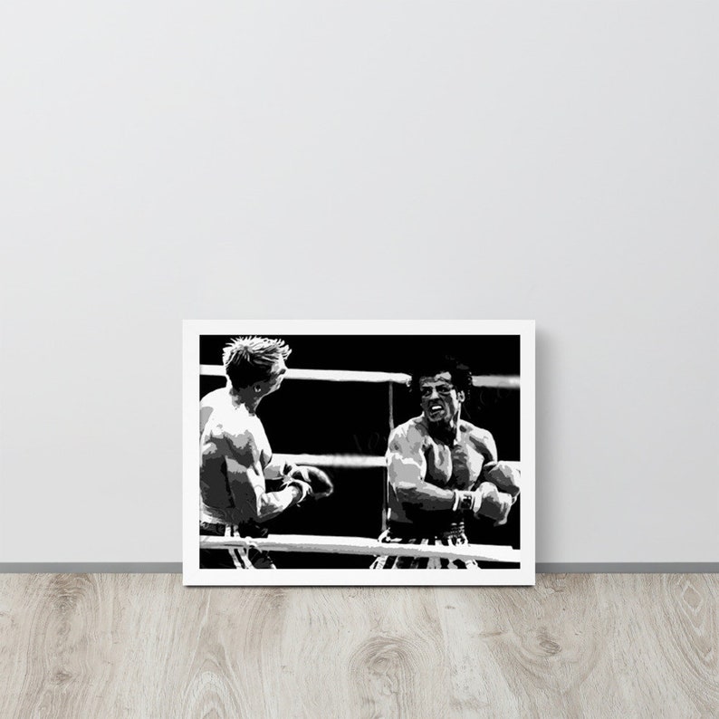 Rocky Balboa Framed Poster Rocky vs Ivan Drago Black /& White Rocky Poster Rocky IV Movie Poster Knockout Punch