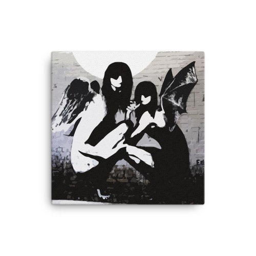 Banksy Canvas Print, Angels in shops Moonlight, Banksy Wall Art, Home Décor