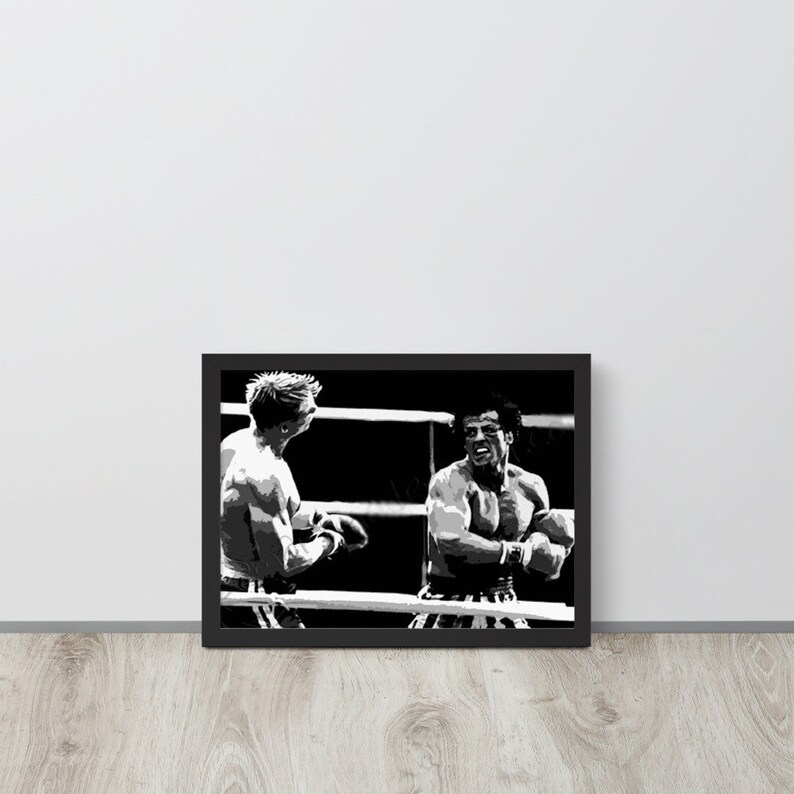 Rocky Balboa Framed Poster Rocky vs Ivan Drago Black /& White Rocky Poster Rocky IV Movie Poster Knockout Punch