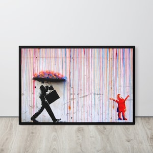 Banksy Digital Download Colored Rain Digital Print, Banksy Digital, Banksy Rainbow Rain, Man with Umbrella, Banksy Rain Instant Download