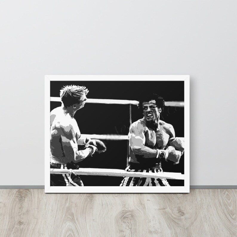 Rocky Balboa Framed Poster Rocky vs Ivan Drago Black /& White Rocky Poster Rocky IV Movie Poster Knockout Punch