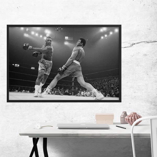 Muhammad Ali Ingelijste Poster Print, Muhammad Ali vs Joe Frazier 1971, Vintage Boxing Poster, Wall Art