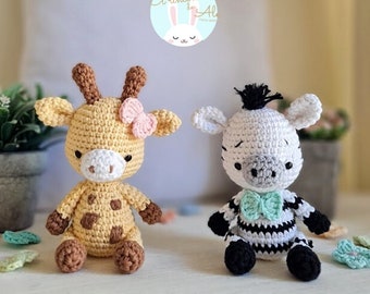 Crochet Pattern/Little Amigurumi/Sally&Bruno/Zebra/Giraffe/PDF/English