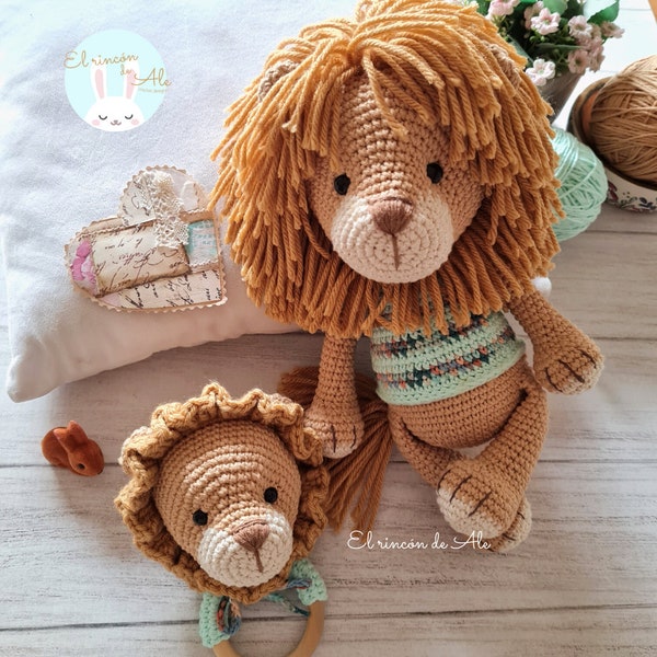 Crochet Pattern/KIT ALAN/Lion&Rattle/PDF/English