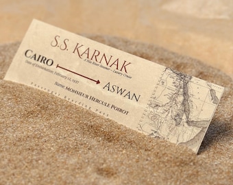 Marcapáginas de Agatha Christie: Hercule Poirot, Muerte en el Nilo, billete vintage