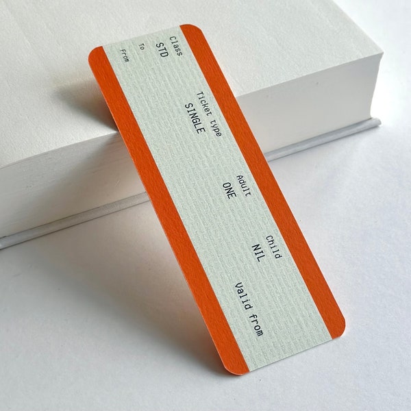 Custom Rail Bookmark, Personalised Train Ticket Gift