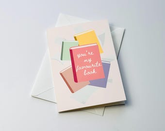 You're My Favorite Book Card – Literary Greeting Card with Bookmark
