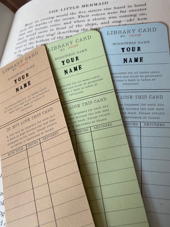 Custom Vintage Library Bookmark Card book accessories page Etsy