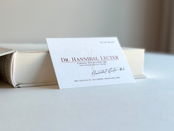 Hannibal Lecter Horror Bookmark - Business Card & Costume Prop