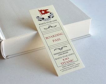 Vintage RMS Titanic Boarding Pass Bookmark - White Star Line Replica - Customizable Letterbox Gift