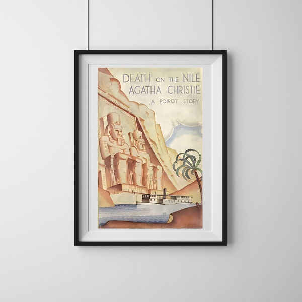 Agatha Christie Poster, Death on the Nile, Book Cover Poster, Posters for Readers, Reader Gift Idea, Vintage Wall Art, Hercule Poirot