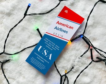 Home Alone Bookmark - Kevin Airline Ticket, Christmas Stocking Filler, Bookish Gift