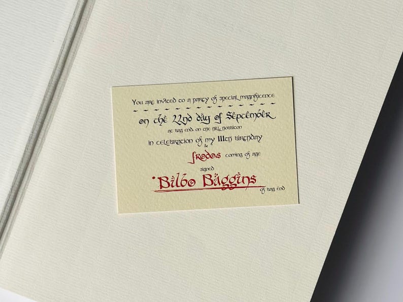 Lord of the Rings Fantasy Bookmark – Bilbo’s Birthday Invitation, Shire Party Prop image 6