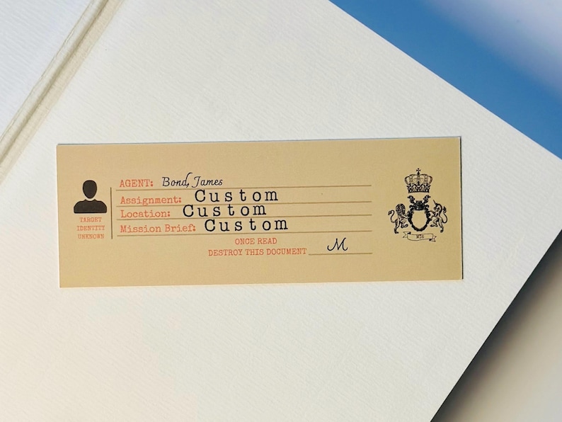 James Bond Custom Bookmark – 007, MI6 Personalized Bookmark Mission Brief image 6