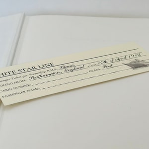 Titanic Bookmark, RMS Titanic Custom White Star Line, Vintage Boarding Pass, Titanic 1997 image 6