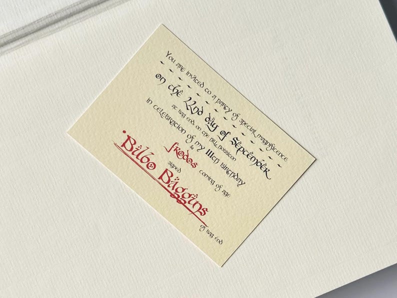 Lord of the Rings Fantasy Bookmark – Bilbo’s Birthday Invitation, Shire Party Prop image 5