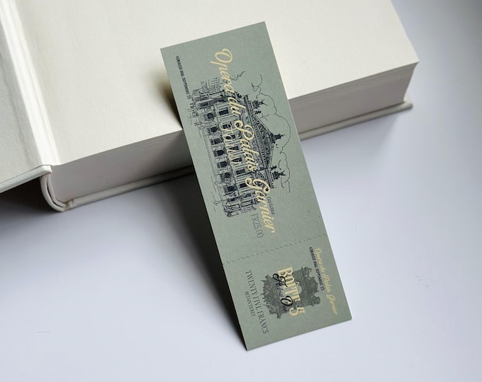 Phantom of the Opera Bookmark: Paris Opera House Ticket Replica
