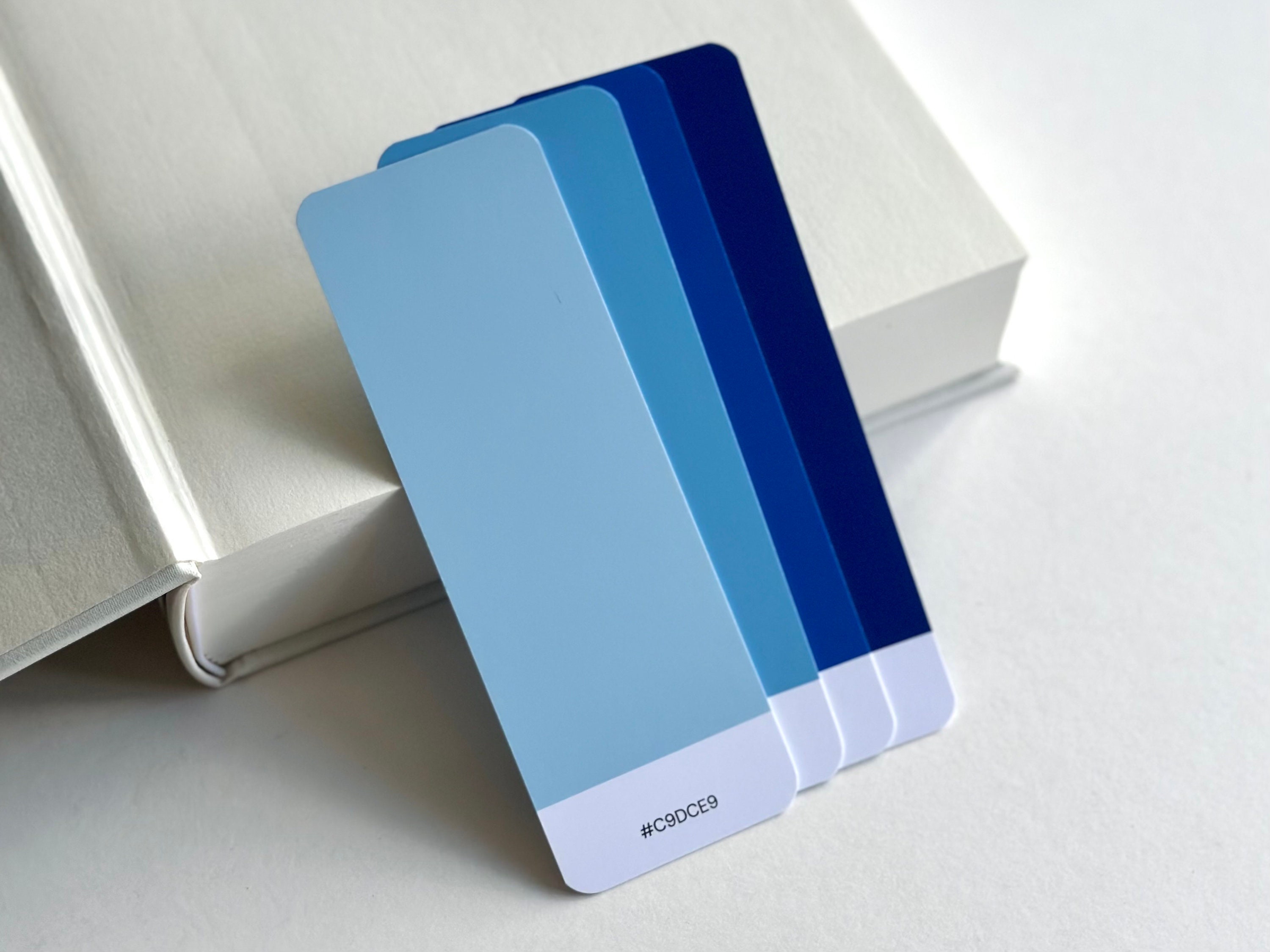 Blue Gradient Bookmark Set: Velvet Laminated Silk Card Stock, Bookish ...