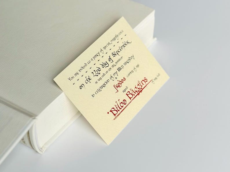 Lord of the Rings Fantasy Bookmark – Bilbo’s Birthday Invitation, Shire Party Prop image 3
