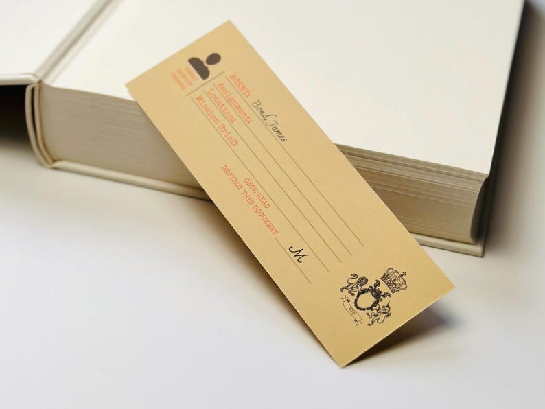 James Bond Custom Bookmark – 007, MI6 Personalized Bookmark Mission Brief image 3