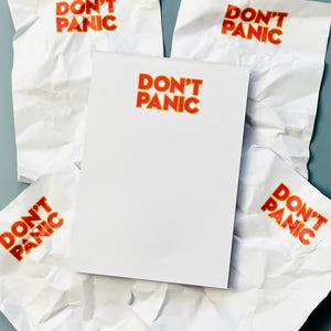 Bloc-notes A6 Don't Panic - Rembourrage pour bas de bureau, 50 feuilles