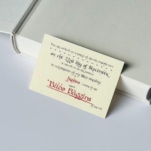 Lord of the Rings Fantasy Bookmark – Bilbo’s Birthday Invitation, Shire Party Prop image 2