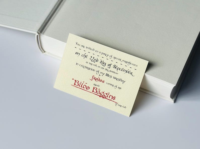 Lord of the Rings Fantasy Bookmark – Bilbo’s Birthday Invitation, Shire Party Prop image 2