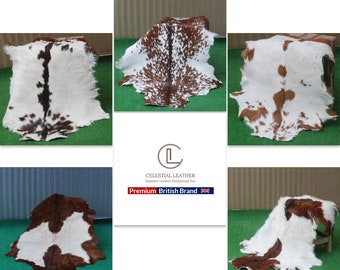 Brown and white genuine Goat hide rugs premium hair-on Goat Skin rug