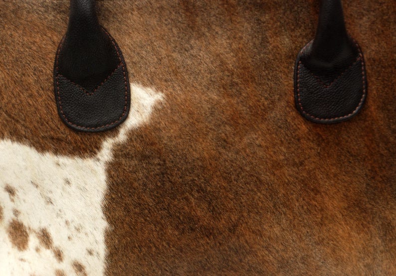 Cowhide Shoulder Bag for Women Brown and White Hair on Hide Purse