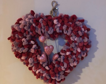 Loopy Yarn Heart Wreath