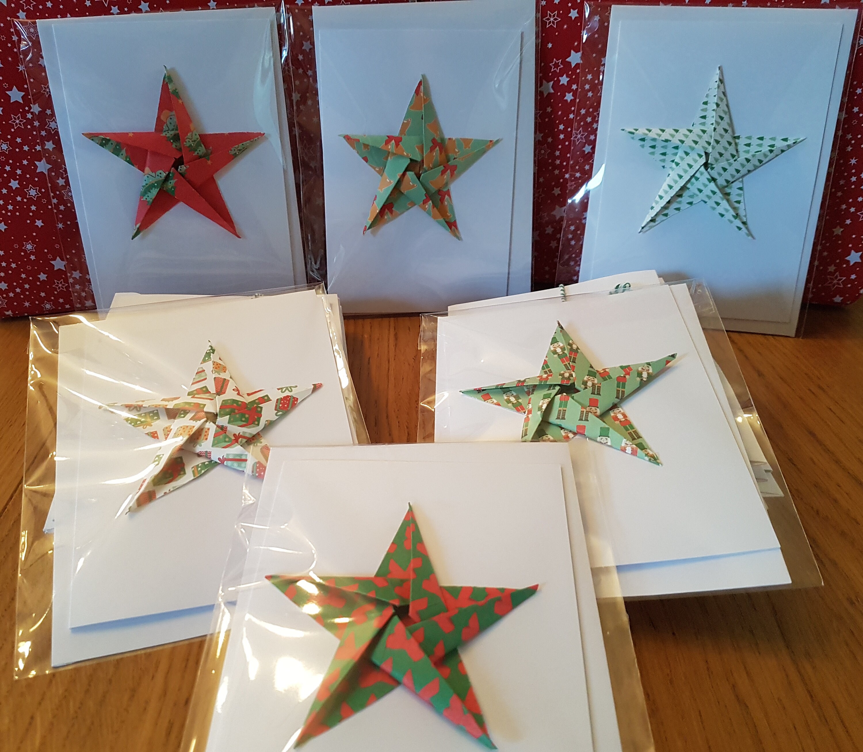 Hand Made Origami Star Christmas Cards Etsy UK