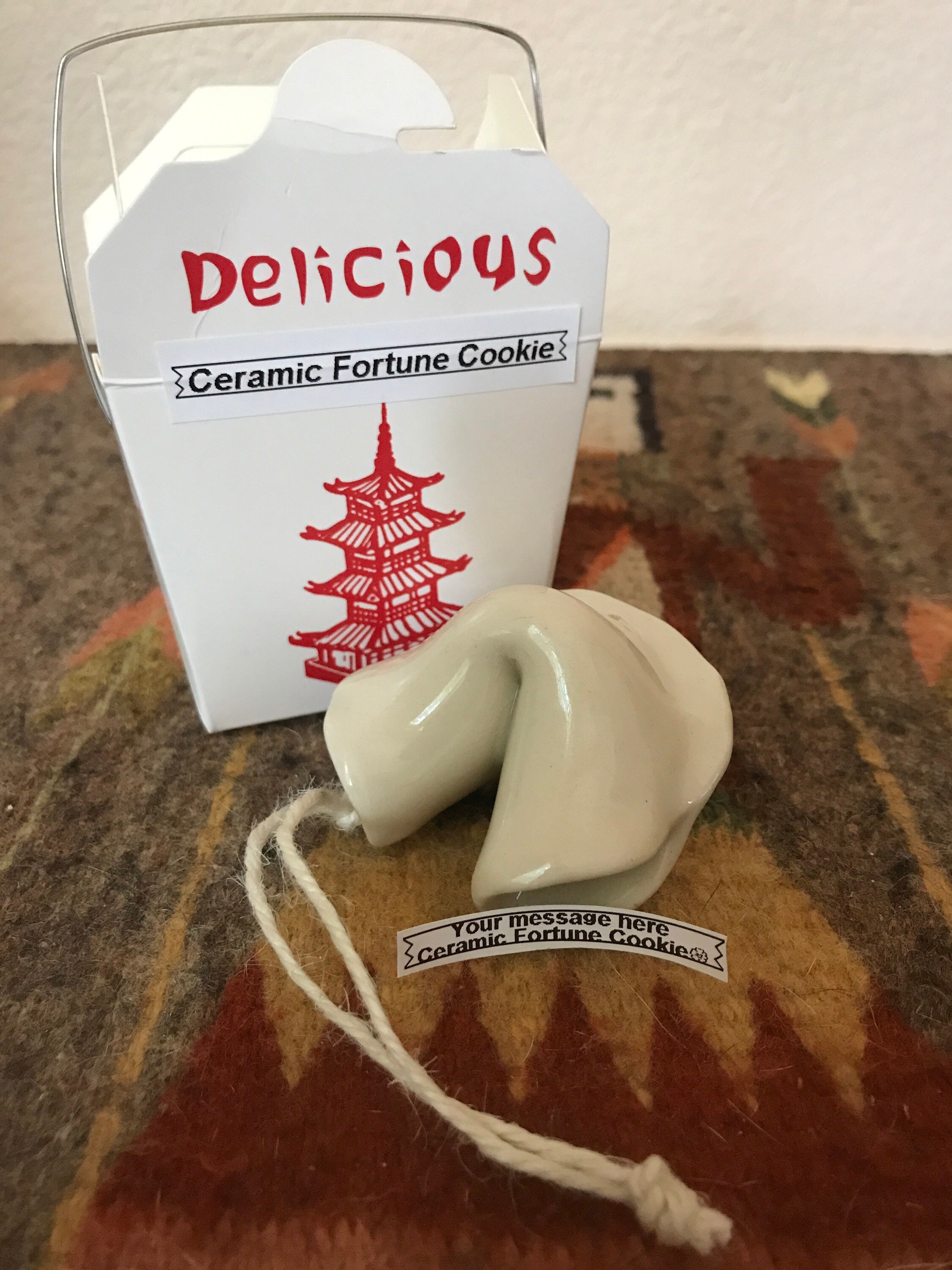 Fortune cookie ornament personalized fortunes ceramic Etsy