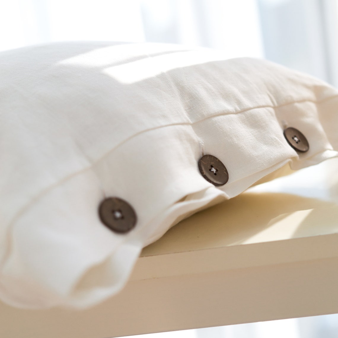 LINEN PILLOWCASE with BUTTONS / slip / pillow sham / coconut Etsy