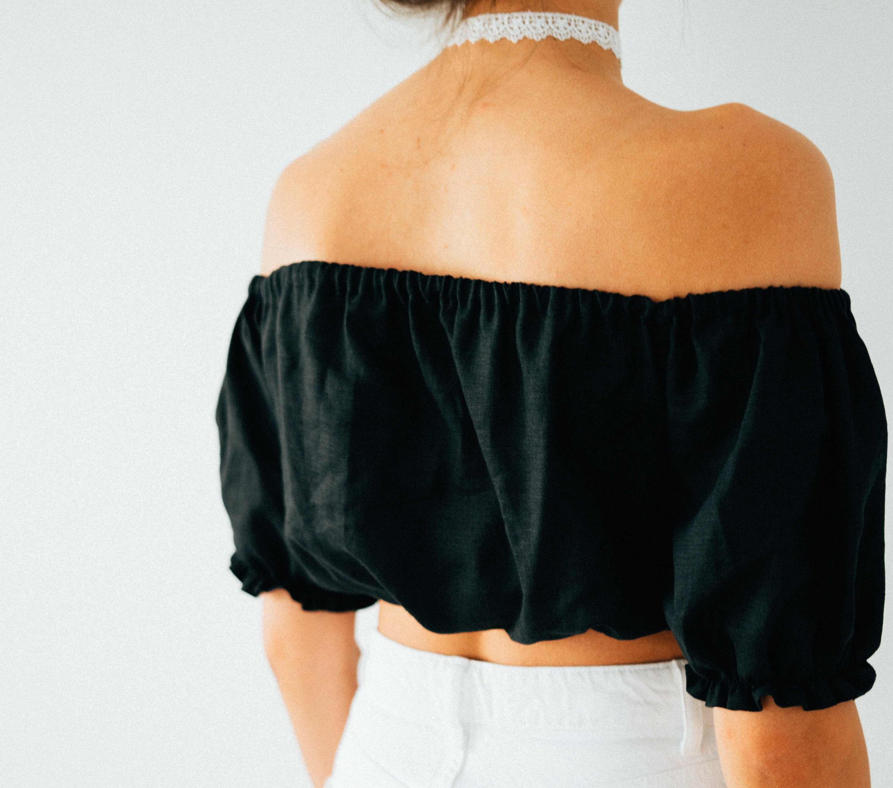 LINEN PUFFY TOP / off the shoulder linen crop top / voluminous Etsy